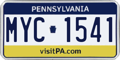 PA license plate MYC1541