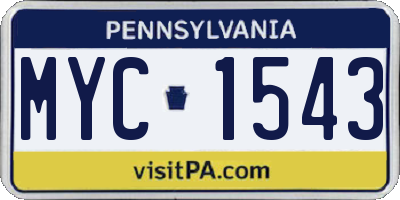 PA license plate MYC1543