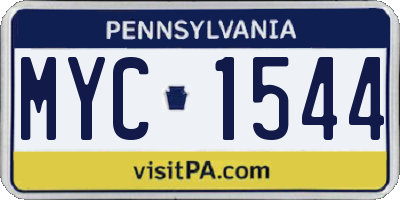 PA license plate MYC1544