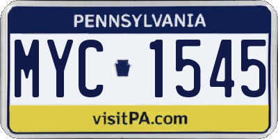 PA license plate MYC1545