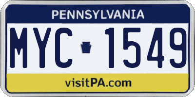 PA license plate MYC1549