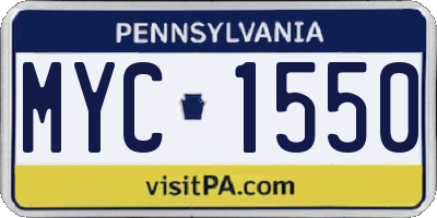 PA license plate MYC1550
