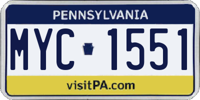 PA license plate MYC1551
