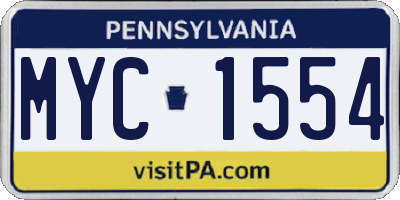 PA license plate MYC1554