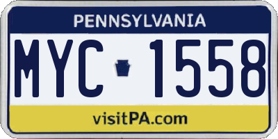 PA license plate MYC1558