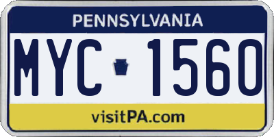PA license plate MYC1560