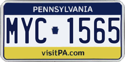 PA license plate MYC1565