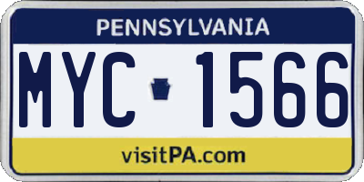 PA license plate MYC1566