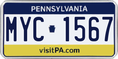 PA license plate MYC1567