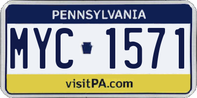 PA license plate MYC1571