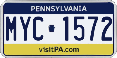 PA license plate MYC1572