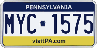 PA license plate MYC1575