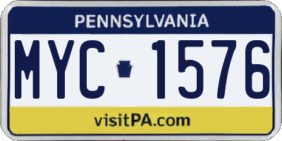 PA license plate MYC1576