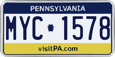PA license plate MYC1578
