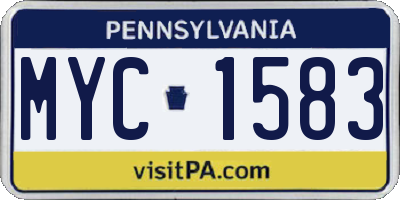 PA license plate MYC1583
