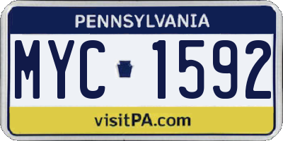 PA license plate MYC1592