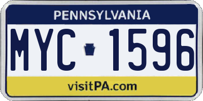 PA license plate MYC1596