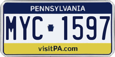 PA license plate MYC1597