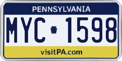PA license plate MYC1598