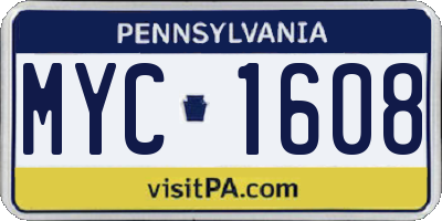 PA license plate MYC1608