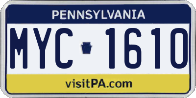PA license plate MYC1610