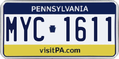PA license plate MYC1611