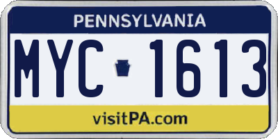 PA license plate MYC1613