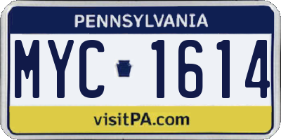 PA license plate MYC1614