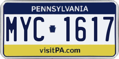 PA license plate MYC1617