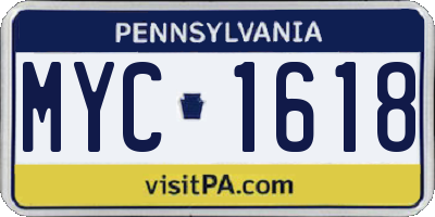 PA license plate MYC1618