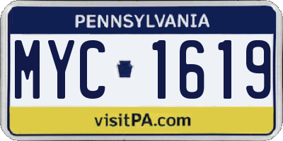 PA license plate MYC1619