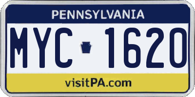 PA license plate MYC1620