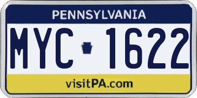PA license plate MYC1622
