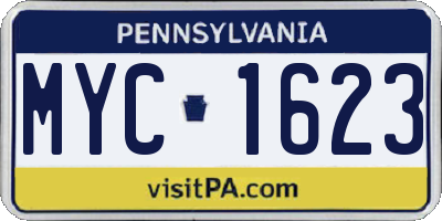 PA license plate MYC1623