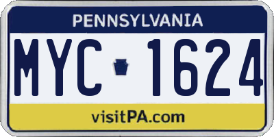 PA license plate MYC1624