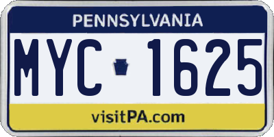 PA license plate MYC1625