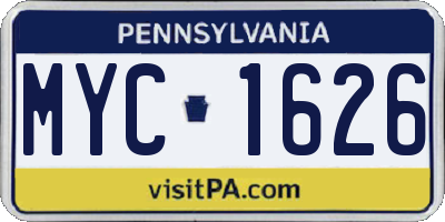 PA license plate MYC1626