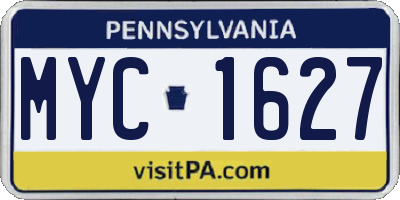 PA license plate MYC1627
