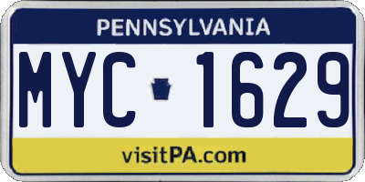 PA license plate MYC1629
