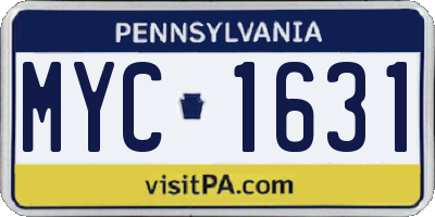 PA license plate MYC1631
