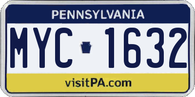 PA license plate MYC1632