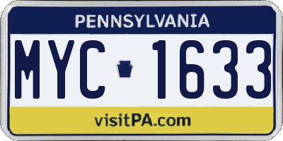 PA license plate MYC1633