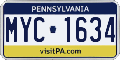 PA license plate MYC1634