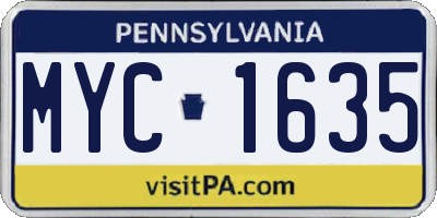 PA license plate MYC1635
