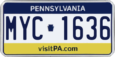 PA license plate MYC1636