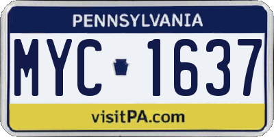 PA license plate MYC1637