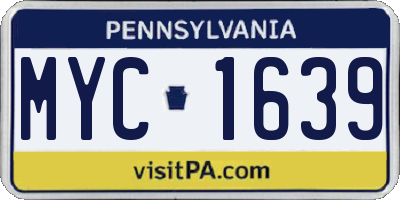 PA license plate MYC1639