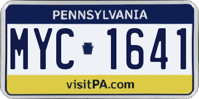 PA license plate MYC1641
