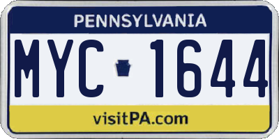 PA license plate MYC1644