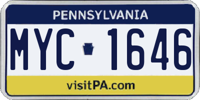 PA license plate MYC1646